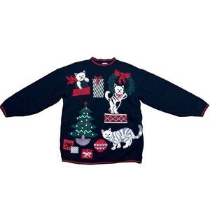 Vintage Ship'n Shore Women's L Christmas Cat Nutcracker Sweater Pullover